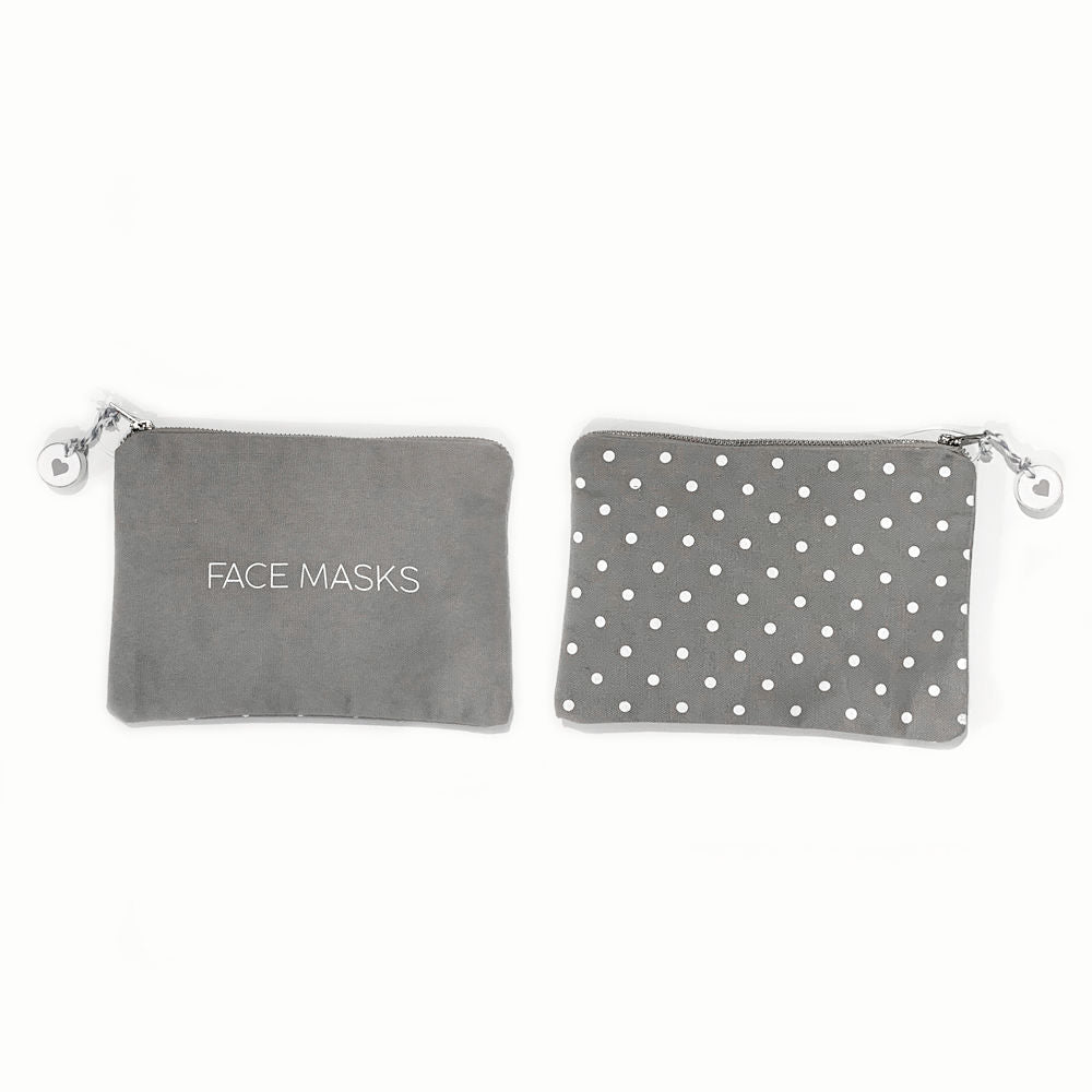 Face Masks Canvas Clutch in Gray & White
