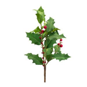 Holly Spray Fabric Decoration - 15.25 Inches