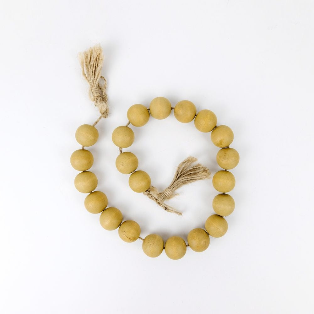 24" Bamboo Wood Bead Garland with Tassels - Amber