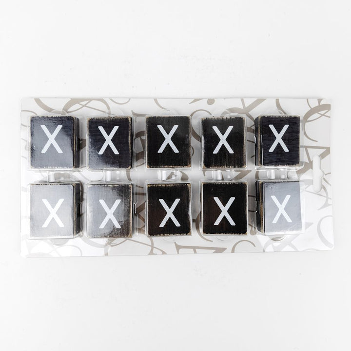 2" x 2" Wood Letter Tiles (Letter X) - Set of 10 - Black/White
