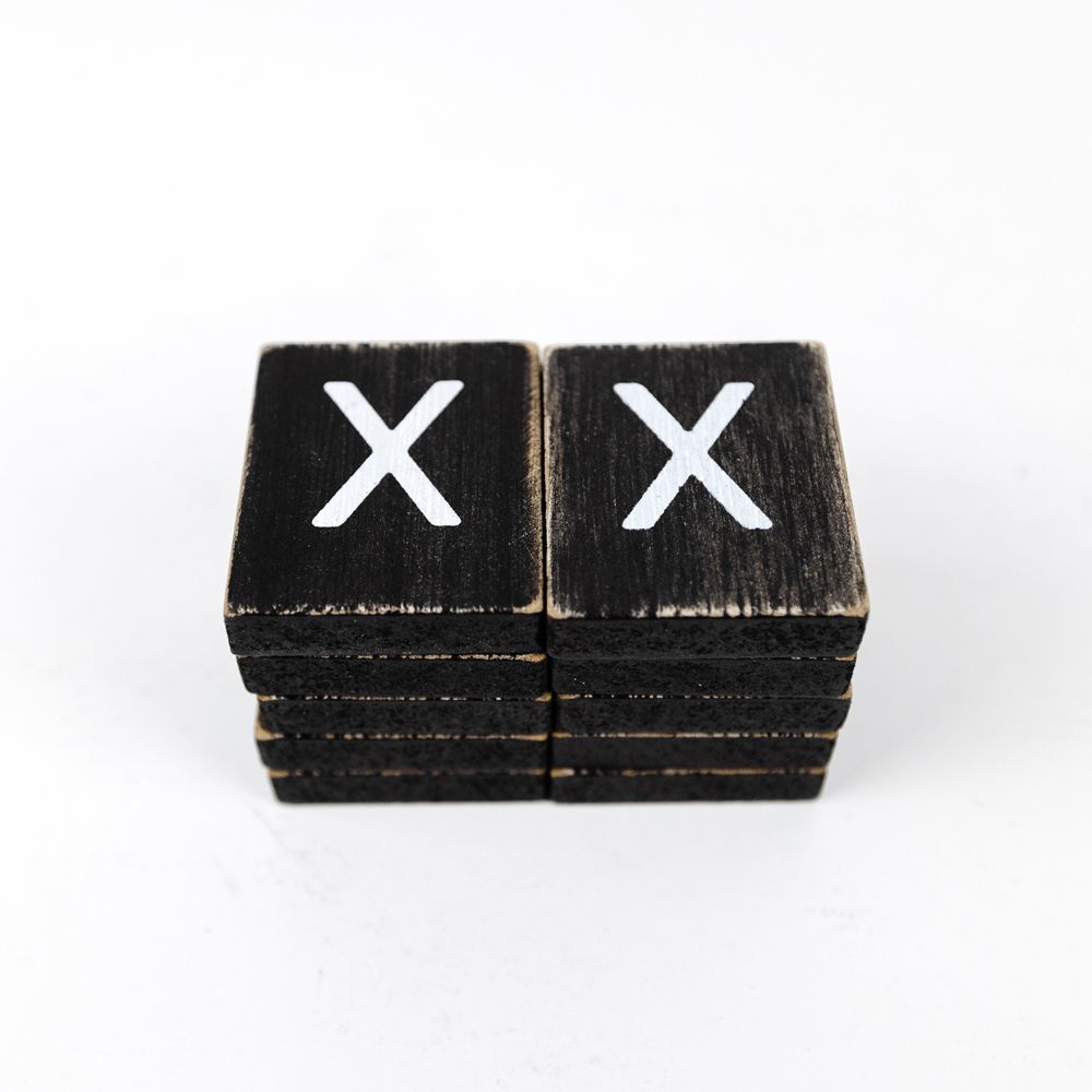 2" x 2" Wood Letter Tiles (Letter X) - Set of 10 - Black/White