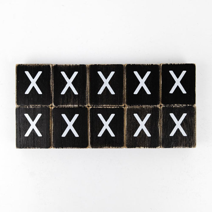 2" x 2" Wood Letter Tiles (Letter X) - Set of 10 - Black/White