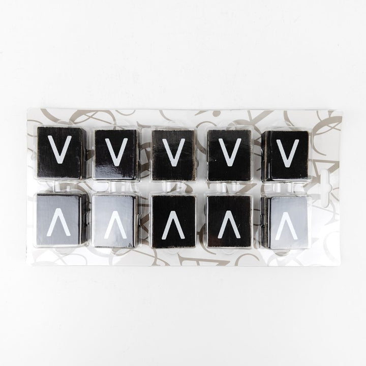 2" x 2" Wood Letter Tiles (Letter V) - Set of 10 - Black/White