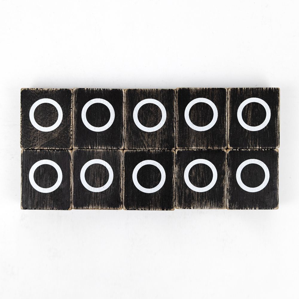 2" x 2" Wood Letter Tiles (Letter O) - Set of 10 - Black/White