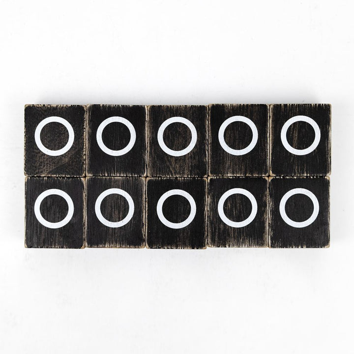 2" x 2" Wood Letter Tiles (Letter O) - Set of 10 - Black/White