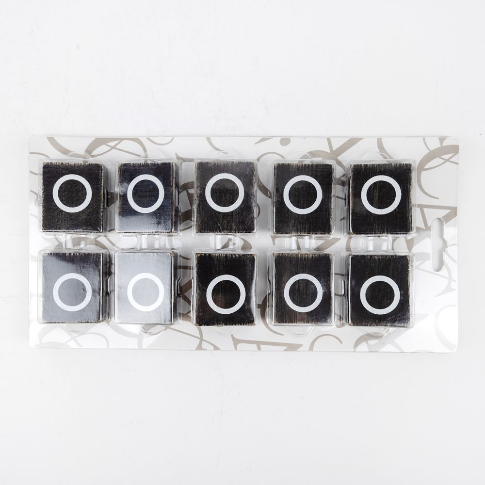 2" x 2" Wood Letter Tiles (Letter O) - Set of 10 - Black/White