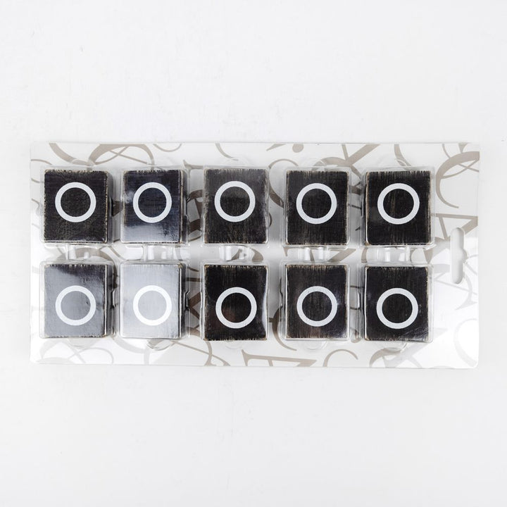 2" x 2" Wood Letter Tiles (Letter O) - Set of 10 - Black/White