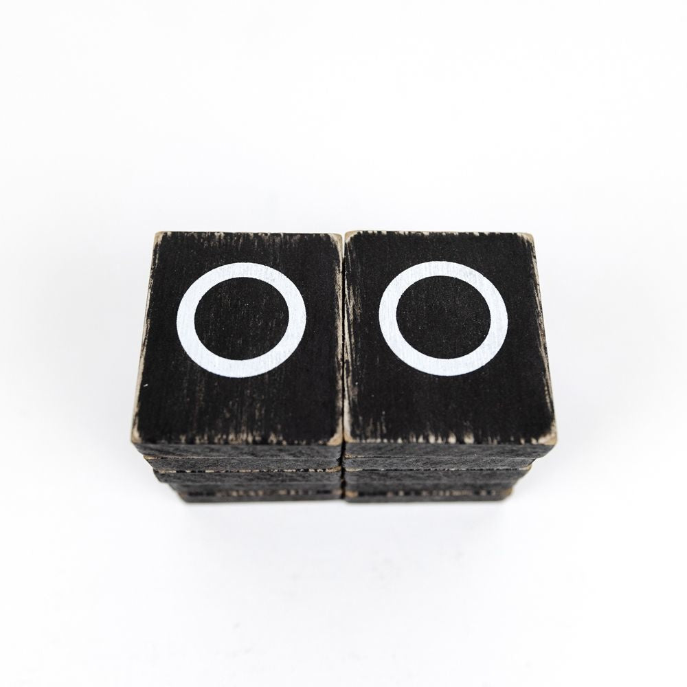 2" x 2" Wood Letter Tiles (Letter O) - Set of 10 - Black/White