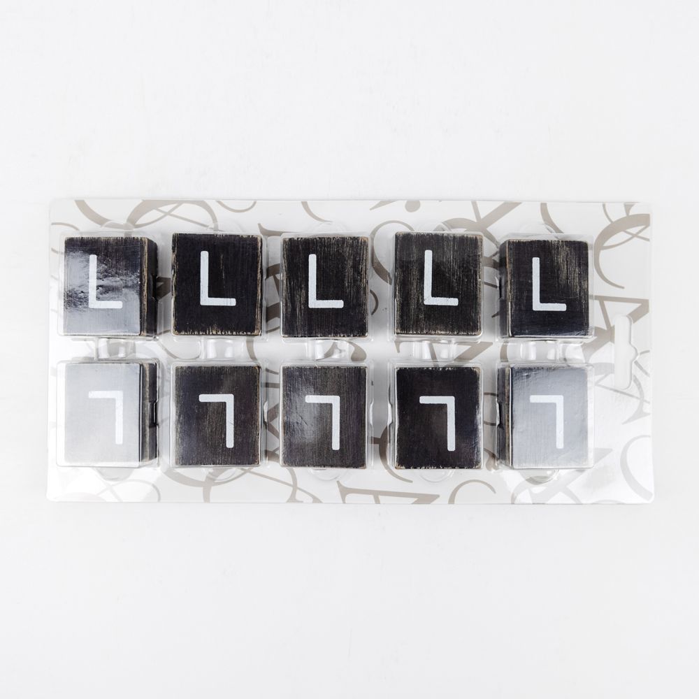 2" x 2" Wood Letter Tiles (Letter L) - Set of 10 - Black/White
