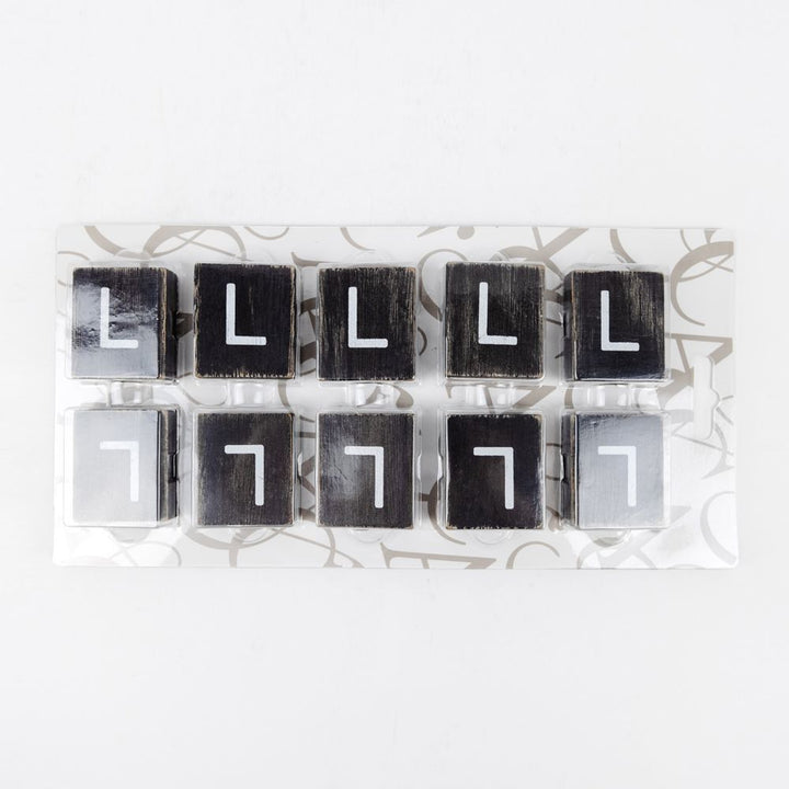 2" x 2" Wood Letter Tiles (Letter L) - Set of 10 - Black/White