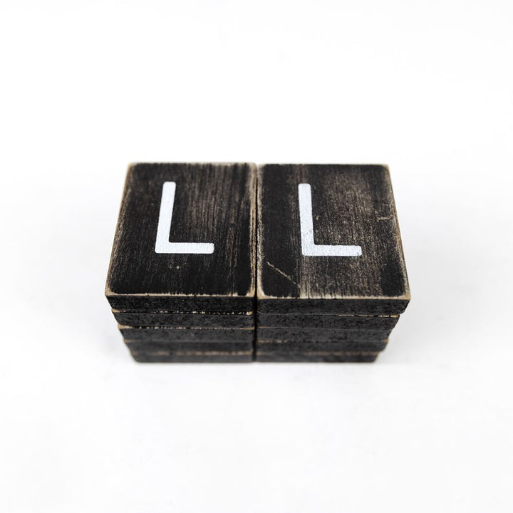 2" x 2" Wood Letter Tiles (Letter L) - Set of 10 - Black/White