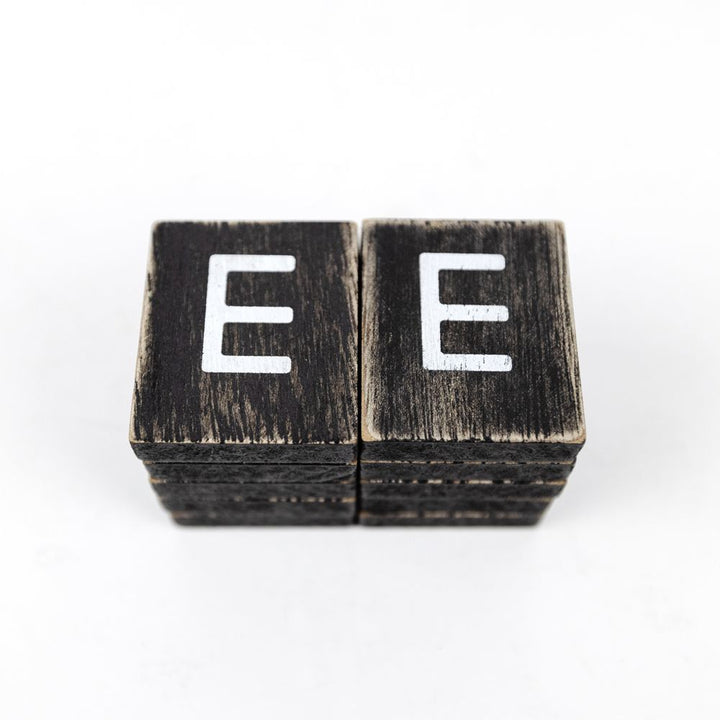 2" x 2" Wood Letter Tiles (Letter E) - Set of 10 - Black/White
