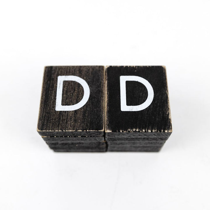 2x2x.25 wood letter tiles set of ten (D) black, white
