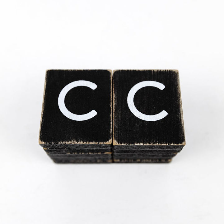 2" x 2" Wood Letter Tiles (Letter C) - Set of 10 - Black/White