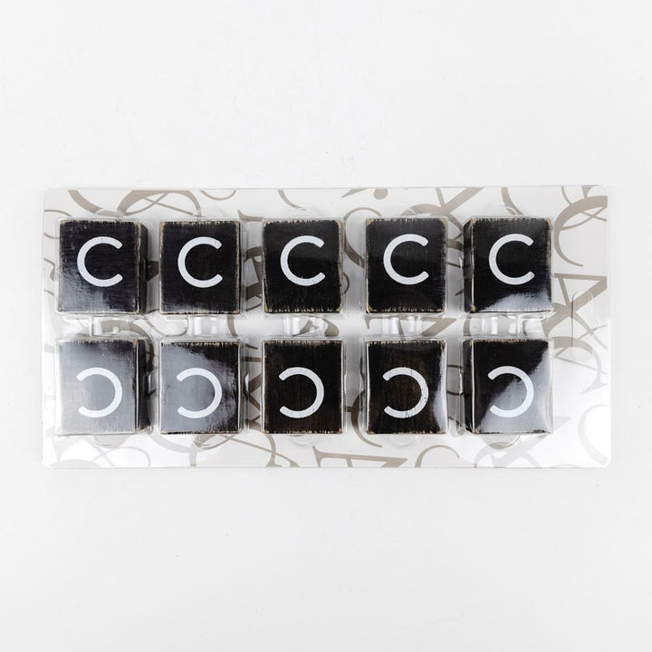 2" x 2" Wood Letter Tiles (Letter C) - Set of 10 - Black/White