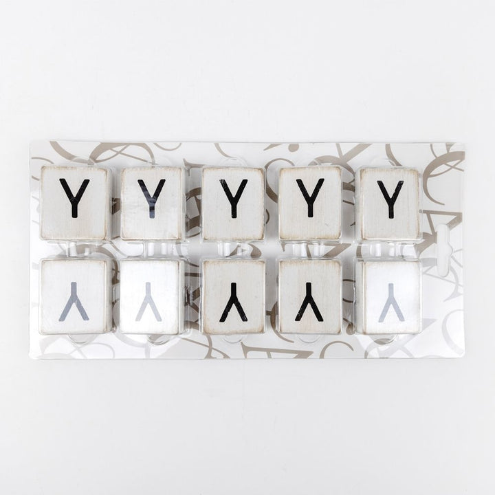 2" x 2" Wood Letter Tiles (Letter Y) - Set of 10 - Black/White