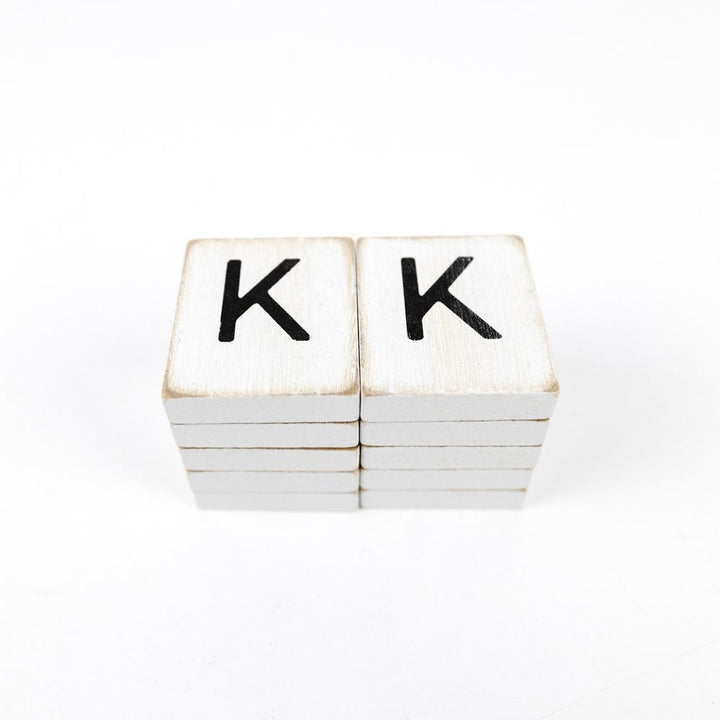 2" x 2" Wood Letter Tiles (Letter K) - Set of 10 - Black/White