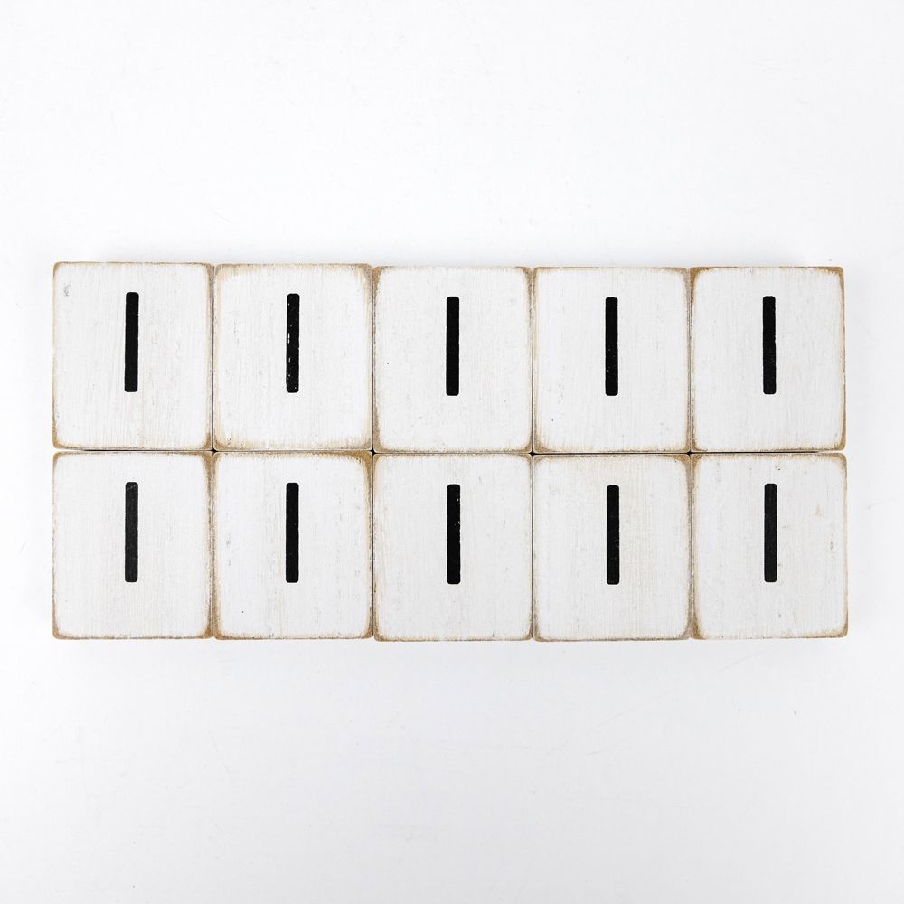 2" x 2" Wood Letter Tiles (Letter I) - Set of 10 - Black/White