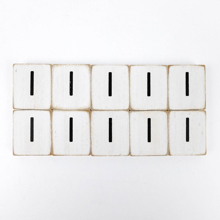 2" x 2" Wood Letter Tiles (Letter I) - Set of 10 - Black/White