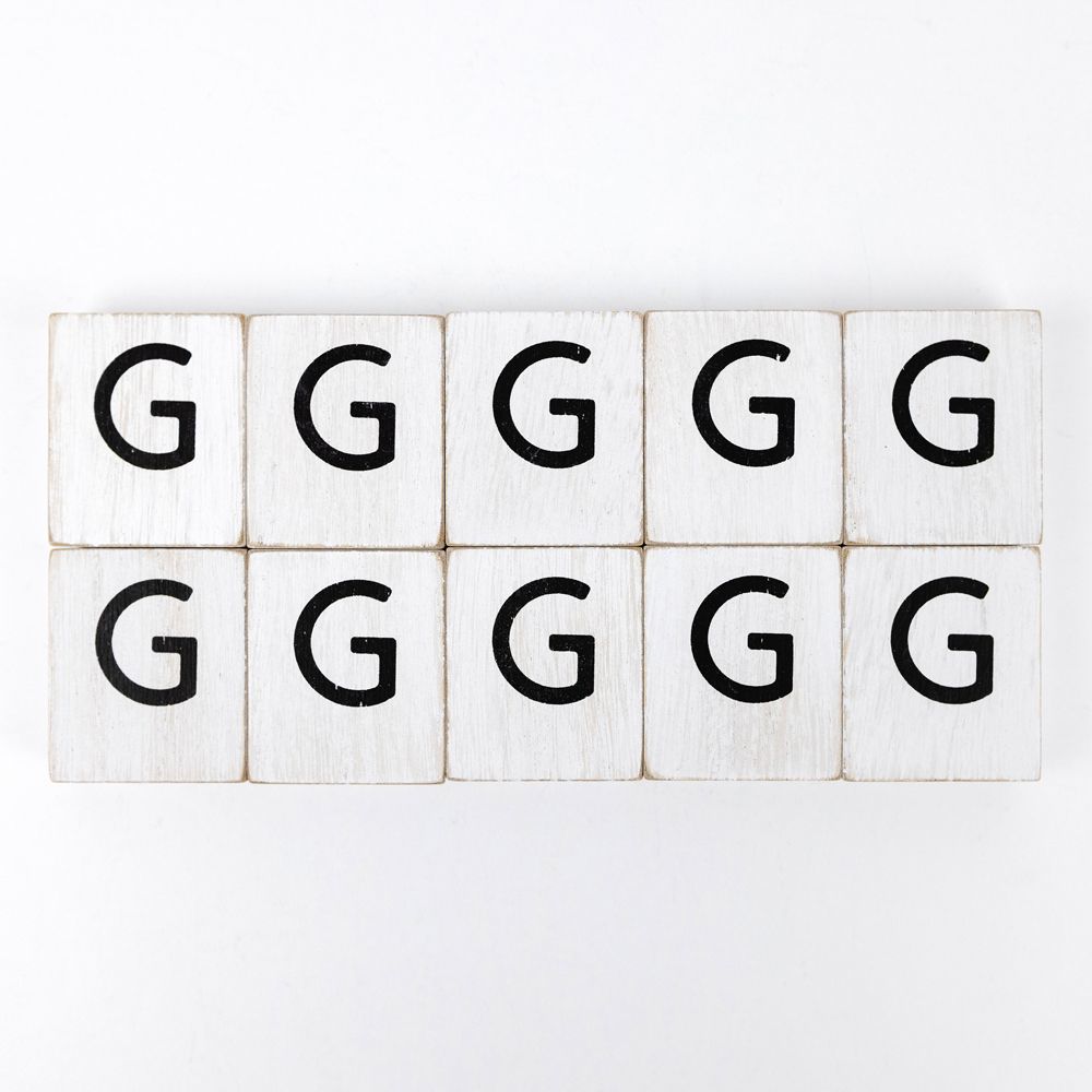 2" x 2" Wood Letter Tiles (Letter G) - Set of 10 - Black/White