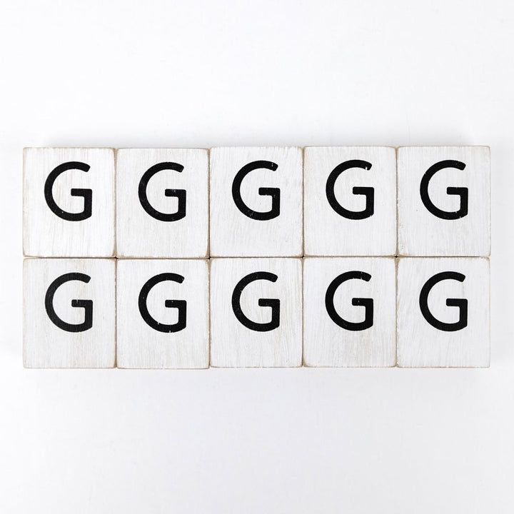 2" x 2" Wood Letter Tiles (Letter G) - Set of 10 - Black/White