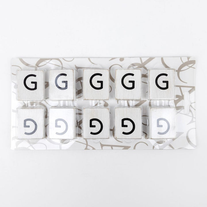 2" x 2" Wood Letter Tiles (Letter G) - Set of 10 - Black/White