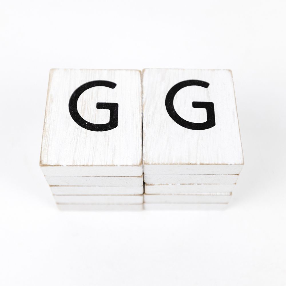2" x 2" Wood Letter Tiles (Letter G) - Set of 10 - Black/White