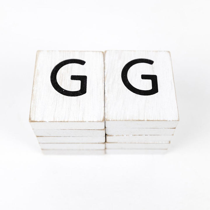 2" x 2" Wood Letter Tiles (Letter G) - Set of 10 - Black/White
