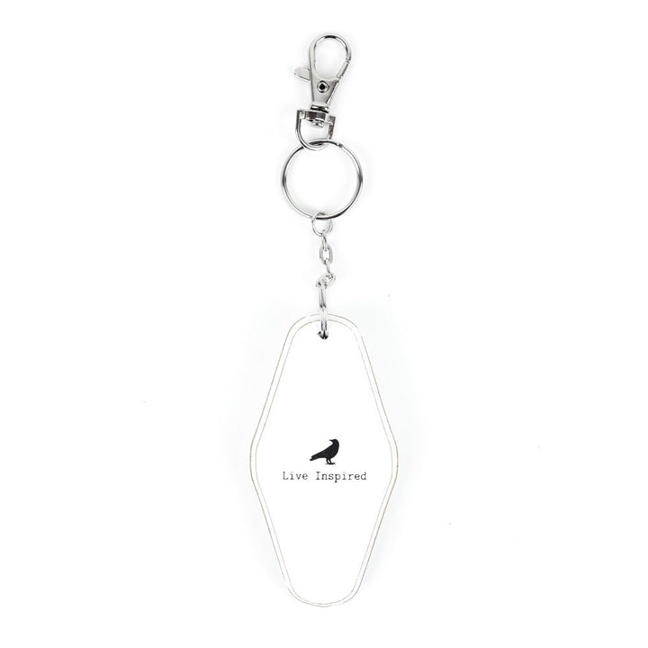 3.5" x 1.7" Reversible Wood Keychain ("Live Inspired" / Stars Quote) - Black/White