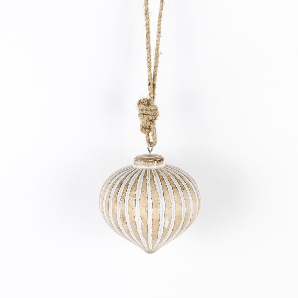 3x3 Mango Wood Ornament in White