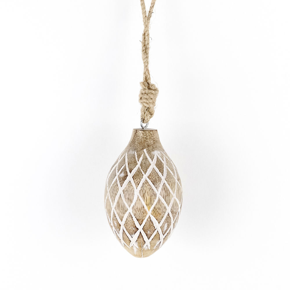 Mango Wood Potato Ornament - Neutral White
