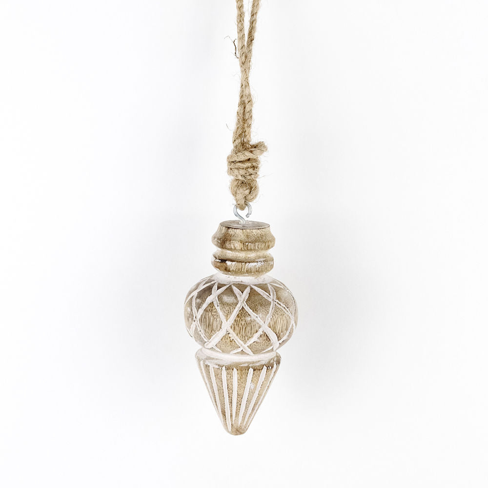 Mango Wood White Ornament