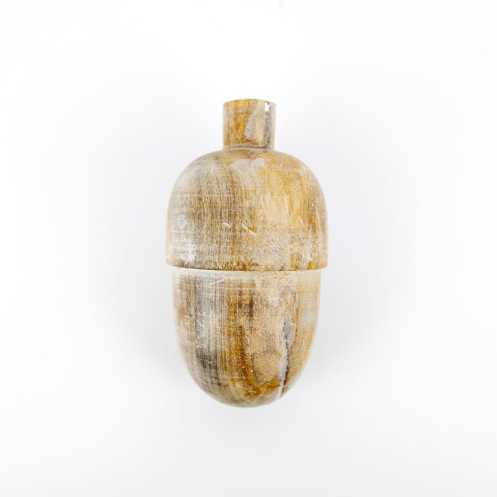 Mango Wood Acorn Decor in White
