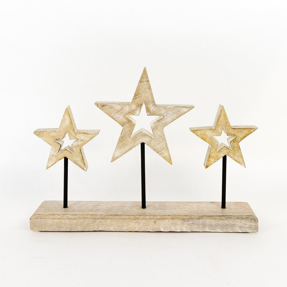 13" Mango Wood Star Decor - Believe in Kindness
