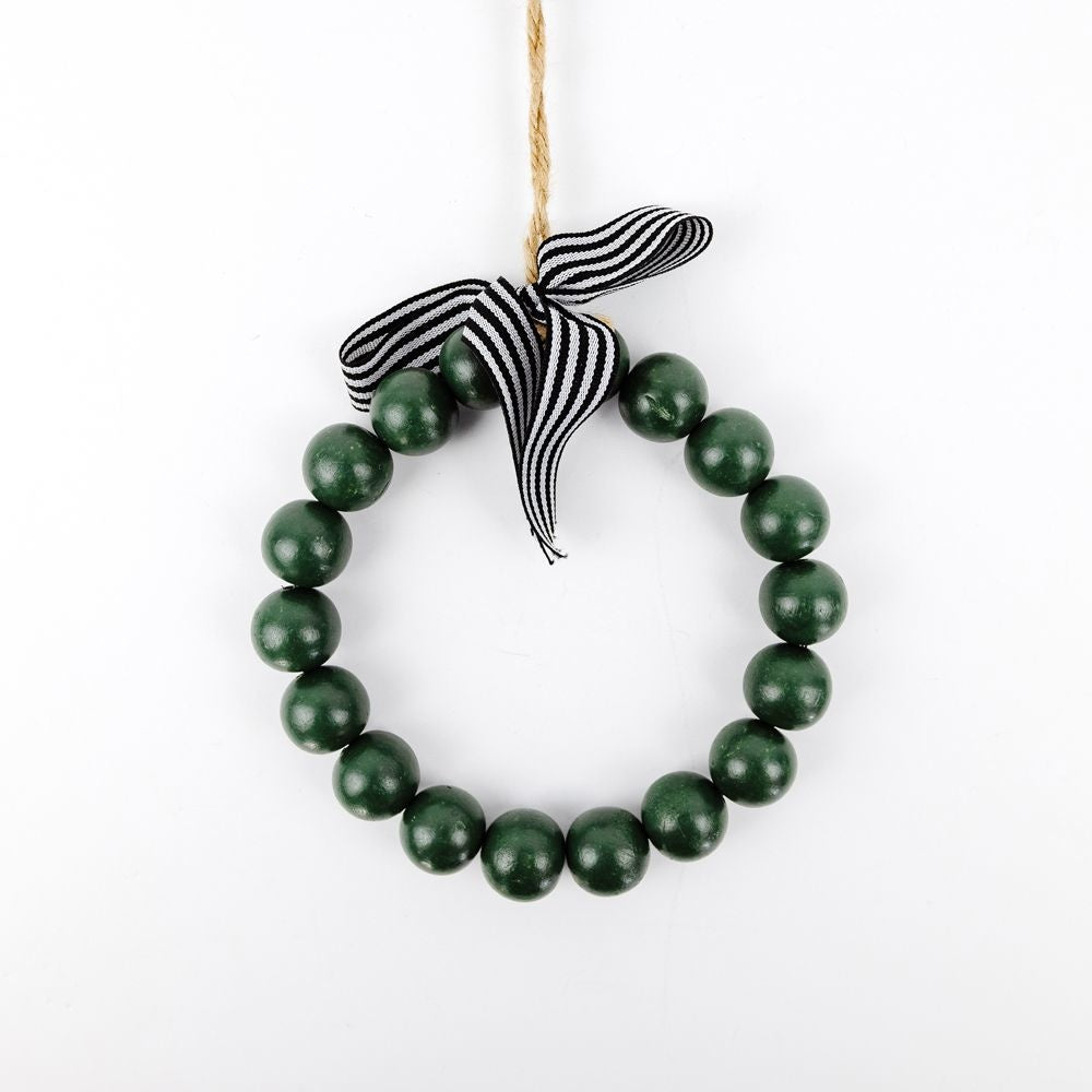 7" x 7" Wood Beaded Wreath Hanging Ornament