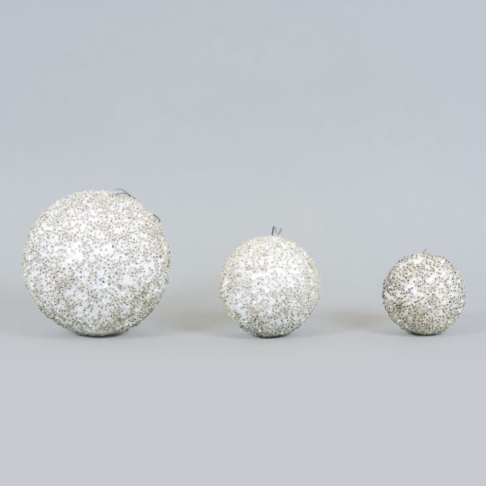 6" Jewel Ball Ornament in White
