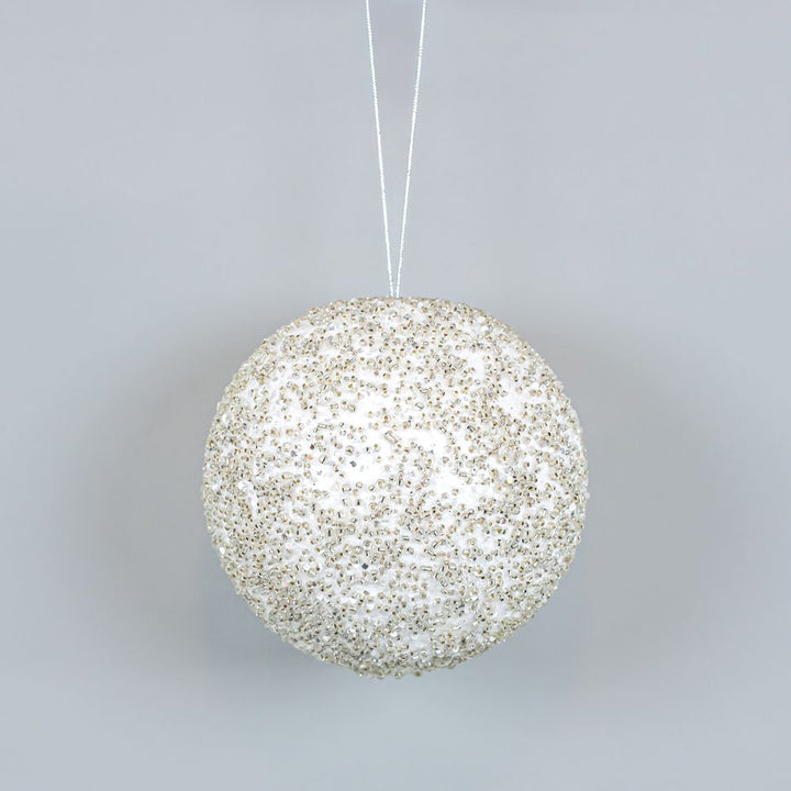 6" Jewel Ball Ornament in White
