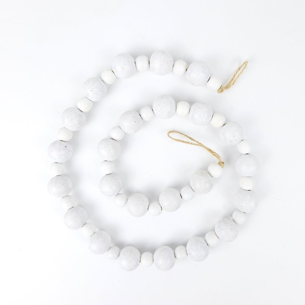 32" x 1" Bamboo Wood Bead Garland in White