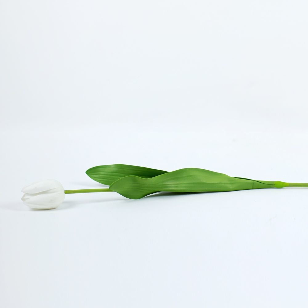 26" Faux Tulip Stem in Green and White