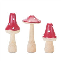 Wooden Mushroom Decorative Set of 3