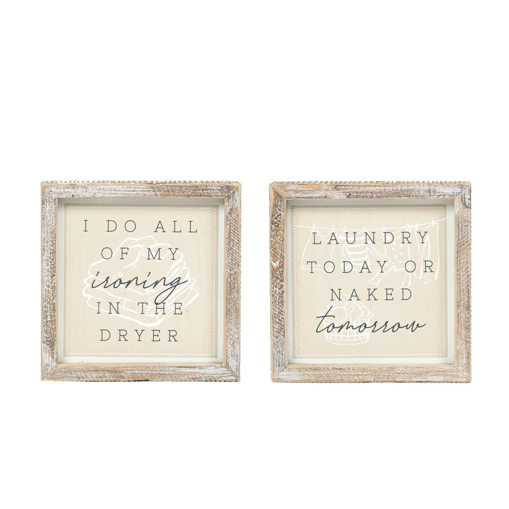 Reversible Wood Frame Sign - Laundry Humor