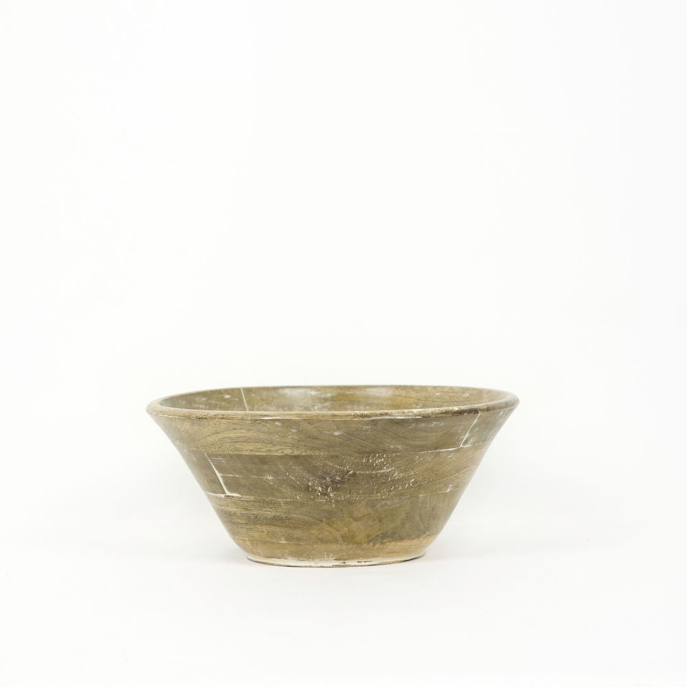 12" x 5" x 12" Mango Wood Bowl (Natural/White)
