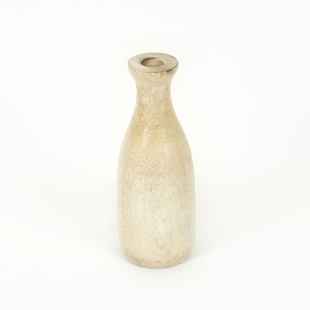 3x8x3 Mango Wood Vase in Natural White