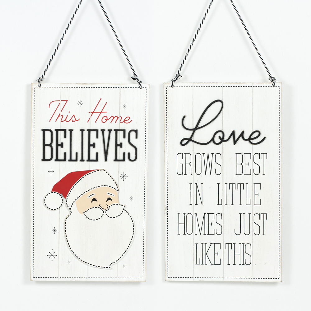 Believes/Love Reversible Wood Sign - Christmas Decor