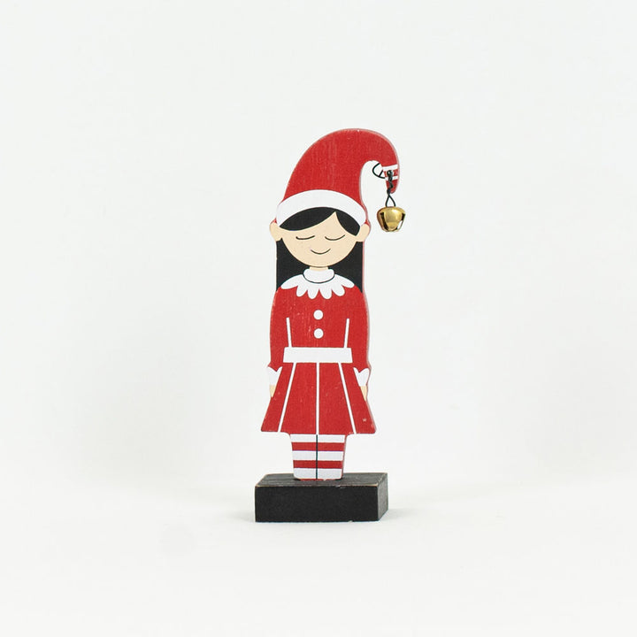 2" x 5" x 1" Wood Cutout Elf on Stand (Girl)