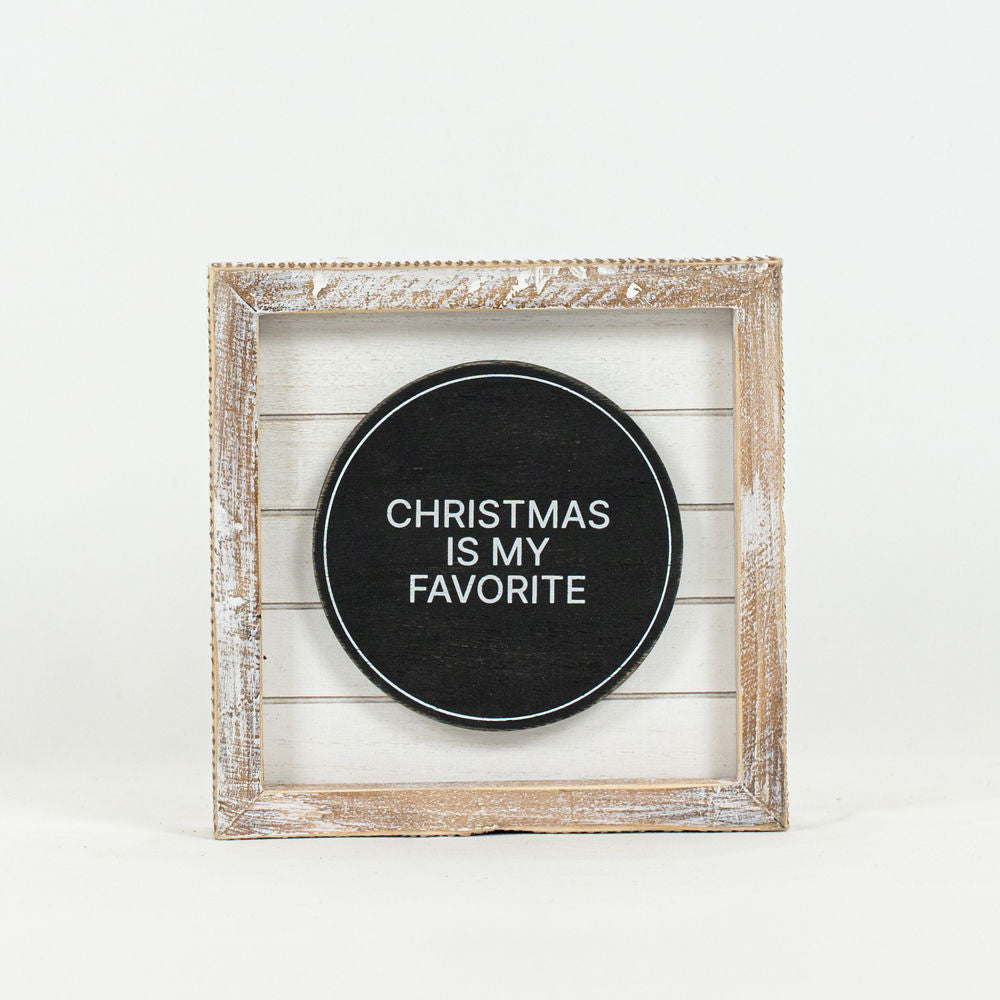 6" x 6" x 1.5" Reversible Wood Frame Shiplap Sign (Christmas / Favorite)