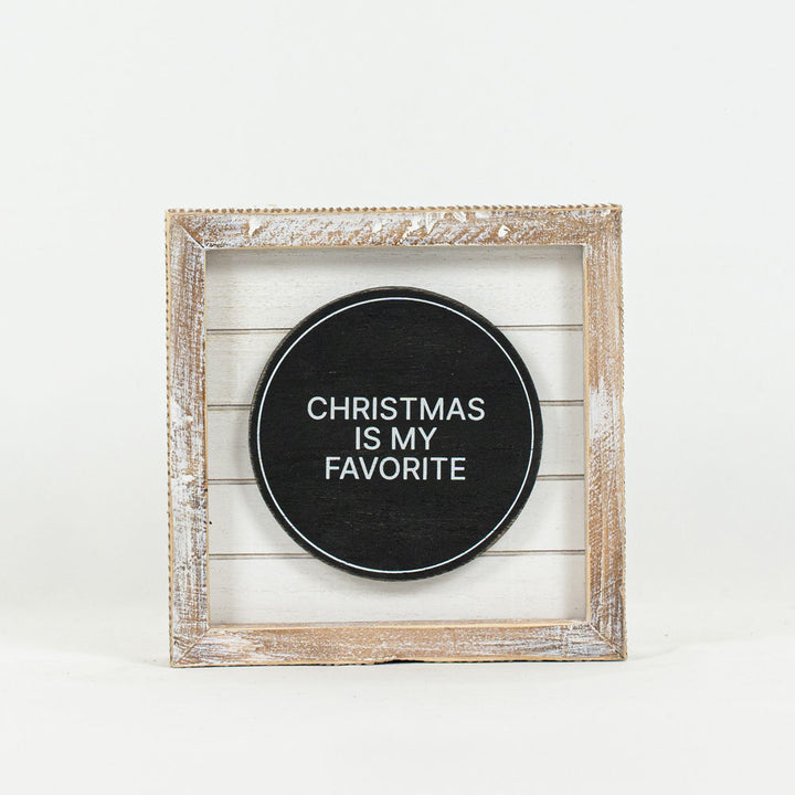 6" x 6" x 1.5" Reversible Wood Frame Shiplap Sign (Christmas / Favorite)