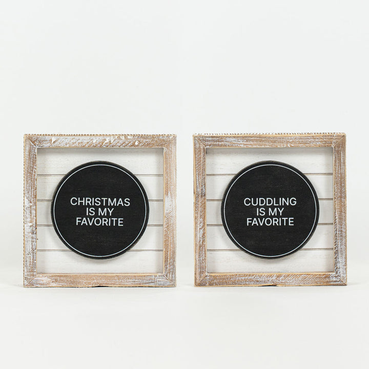 6" x 6" x 1.5" Reversible Wood Frame Shiplap Sign (Christmas / Favorite)