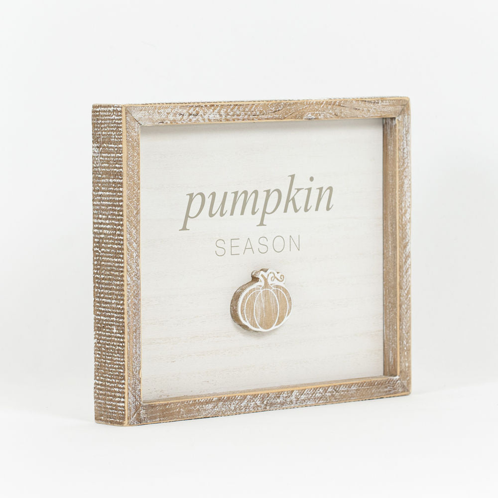 0" x 8" x 1.5" Reversible Wood Framed Sign (Pumpkin / Witchy)
