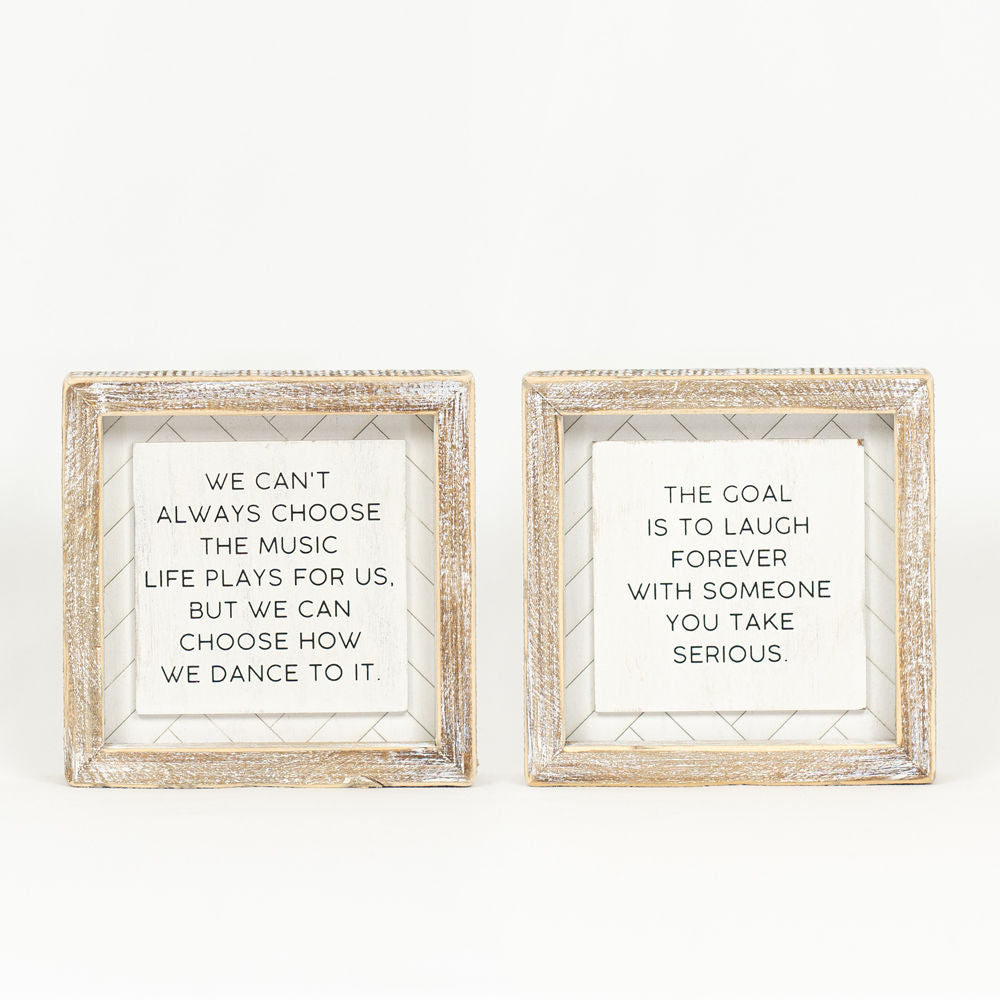 6x6 Reversible Wood Frame Sign - Choose/Laugh